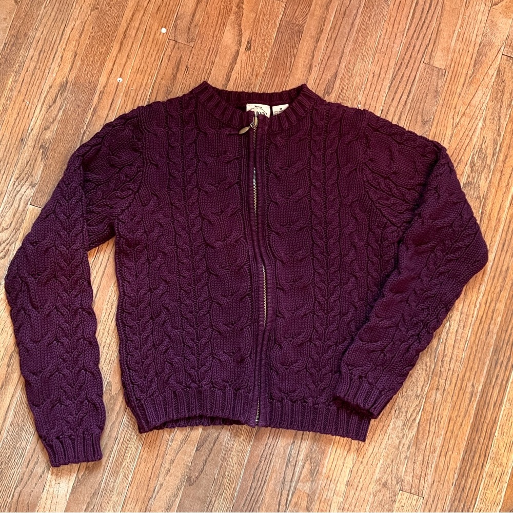 Vintage B Moss eggplant 90s zipper front cardigan size medium